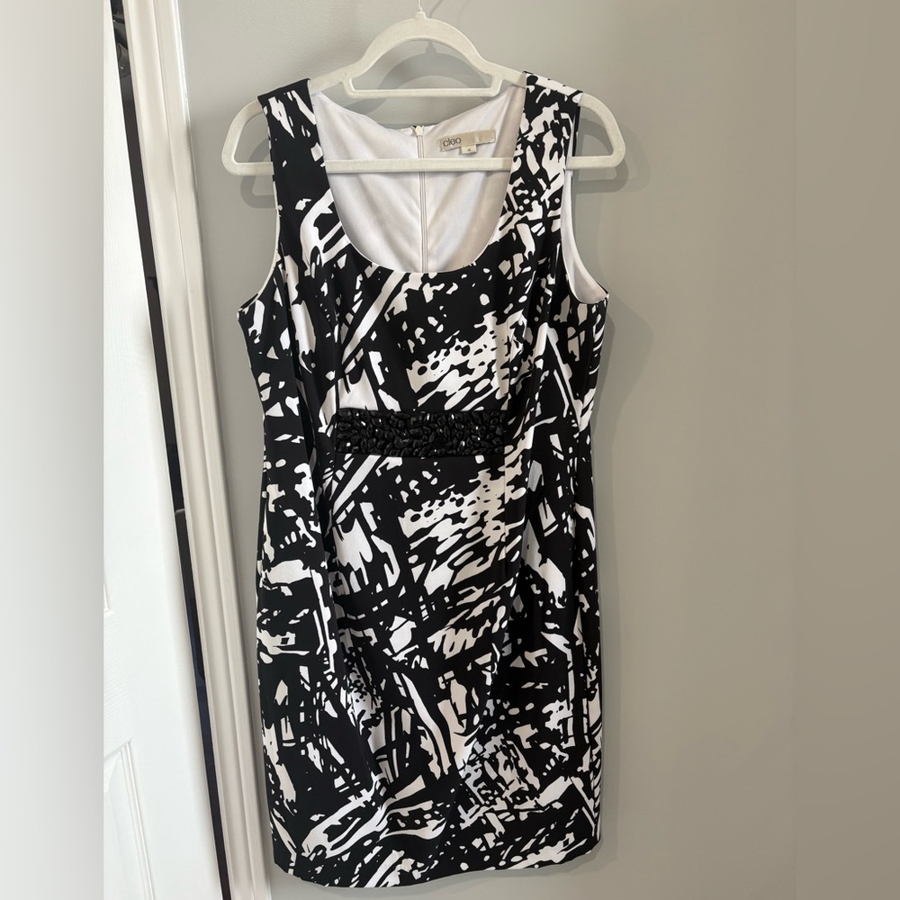 Cleo Black and White Abstract Midi Dress - Picture 1 of 4